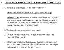 grievance procedure Checklist and sheet