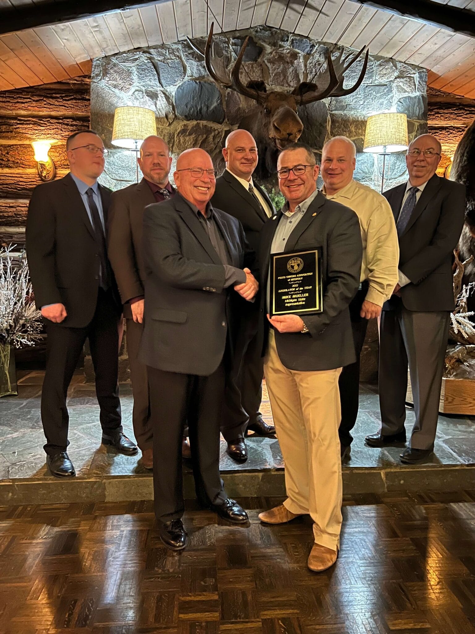 Michigan State Representative Mike Mueller presented with the 2022 Legislator of the Year Award from POAM