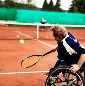 A man in a wheelchair playing tennis | Enable the Disabled flyer image