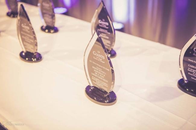 Multiple GIANT Awards standing on a table | TPOAM's Kevin L. Clemens to be honored
