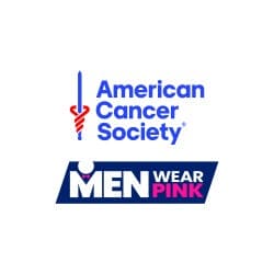 American Cancer Society and the Men Wear Pink text logos stacked