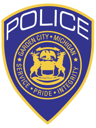 Blue shield with MI state crest | Garden City Police Officer Badge logo