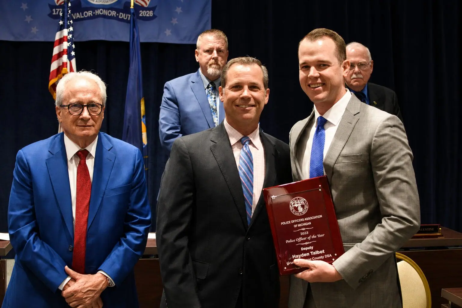 Deputy Hayden Talbot accepting the 2026 Police Officer of the Year Awards